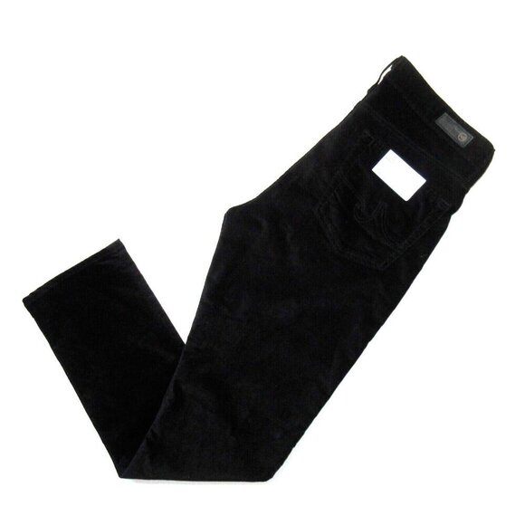NWT Adriano Goldschmied AG Mari in Super Black Slim Straight Velvet Pants 30 - Picture 6 of 6